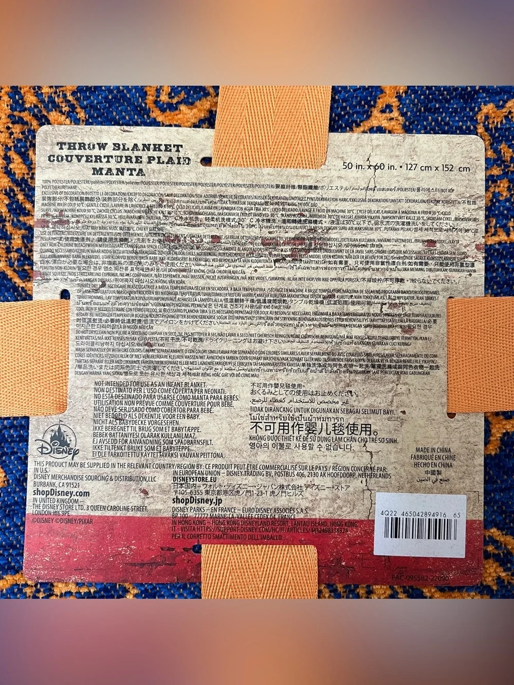 Disney Pixar Coco Marigold Miguel Throw Blanket Navy And Orange